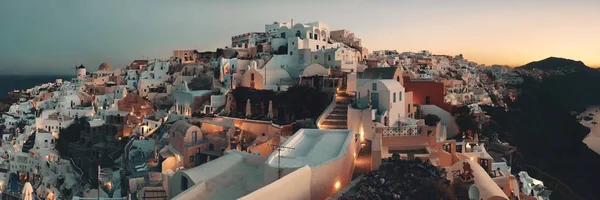 Santorini Skyline Nascer Sol Com Edifícios Grécia — Fotografia de Stock