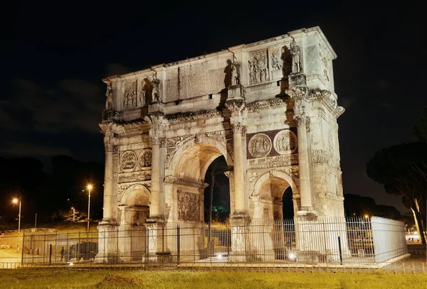 Boog Van Constantijn Rome Nachts Italië — Stockfoto