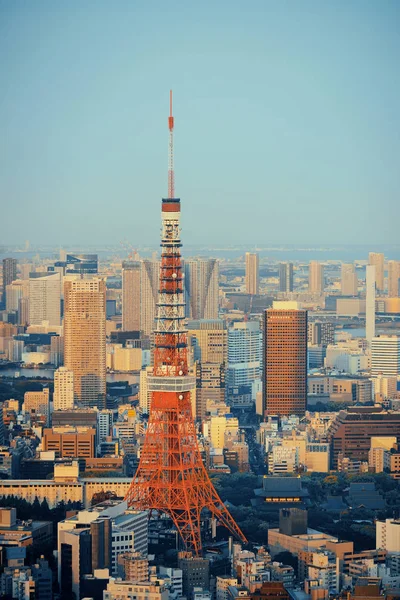 Tokyo Tower Urban Skyline Rooftop View Sunset Japan — Stock Photo, Image