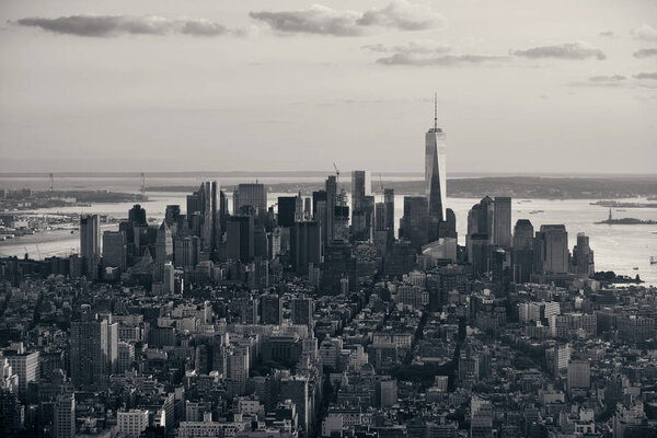 New York City downtown skyline view.