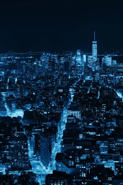 New York City Centru Panorama Noci — Stock fotografie
