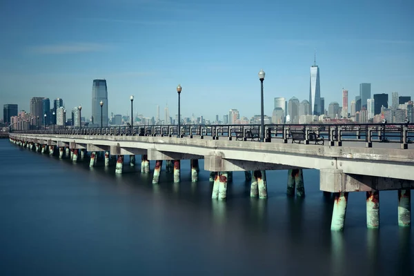 Manhattan Skyline Centro Ponte Com Arranha Céus Nova York — Fotografia de Stock