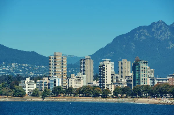 Vancouver Skyline Centre Ville Avec Des Montagnes — Photo