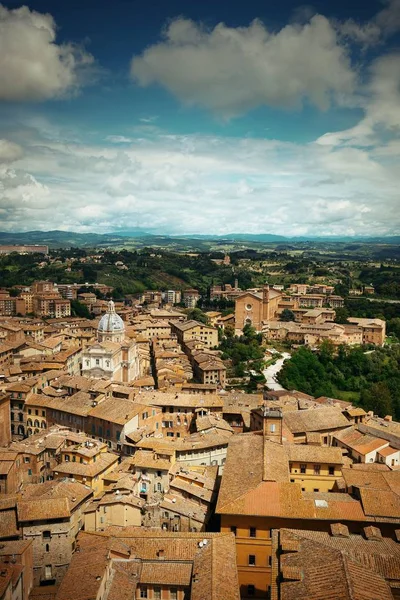 Medeltida Staden Siena Takutsikt Med Historiska Byggnader Italien — Stockfoto