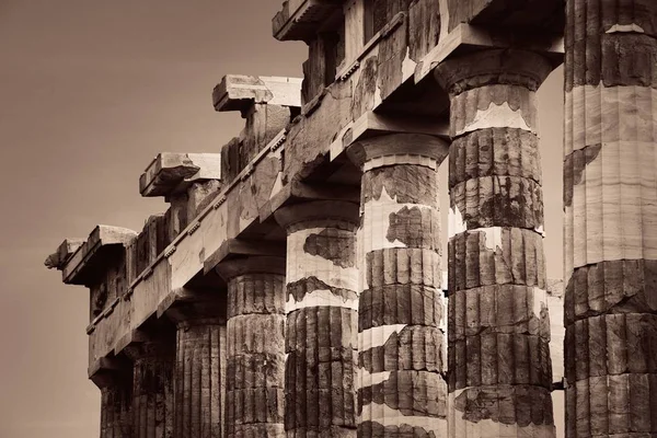 Colonne Primo Piano Veduta Delle Rovine Storiche Dell Acropoli Atene — Foto Stock