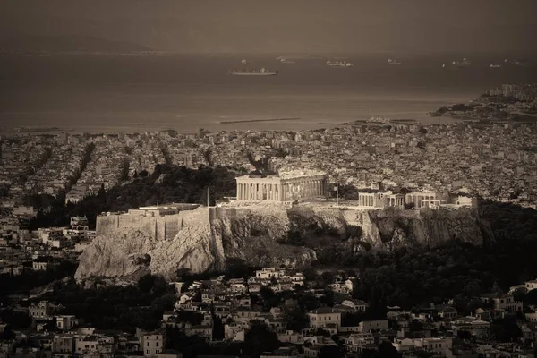 Vista Del Horizonte Atenas Desde Monte Lykavitos Con Acrópolis Grecia — Foto de Stock