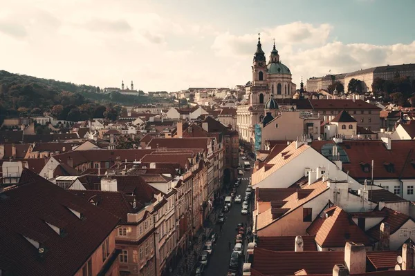 Vista Azotea Praga Con Iglesia Cúpula República Checa — Foto de Stock