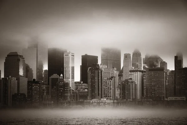 New York City Centru Obchodní Čtvrti Mlžný Den — Stock fotografie