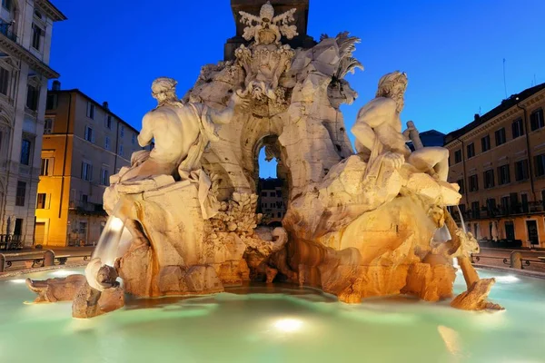 Fontana Dei Quattro Fiumi Piazza Navona Rzym Włochy — Zdjęcie stockowe