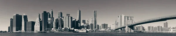 Quartier Financier Manhattan Avec Gratte Ciel Brooklyn Bridge — Photo