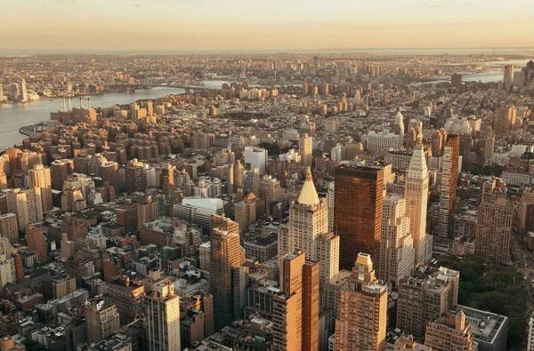 New York City Rooftop View Downtown Manhattan Skyscrapers Urban Cityscape — Stock Photo, Image