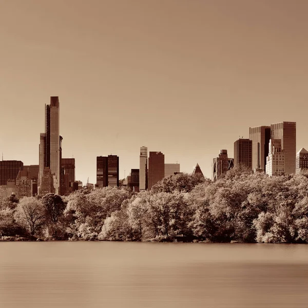 Central Park Skyline Autunnale Centro Città Sul Lago Manhattan New — Foto Stock