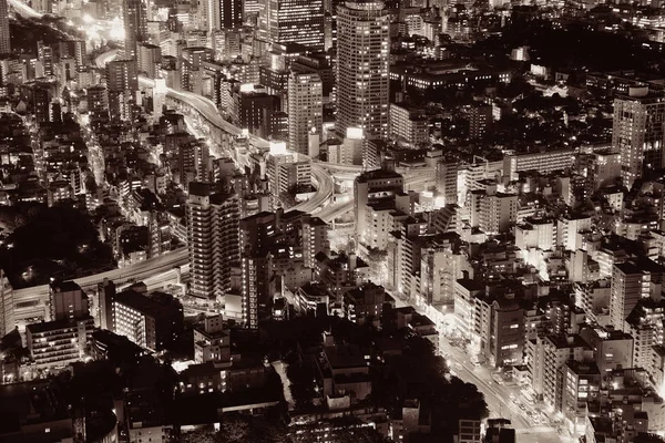 Tokyo Kentsel Gökdelenler Manzarası Çatı Görünümü Gece Japonya — Stok fotoğraf