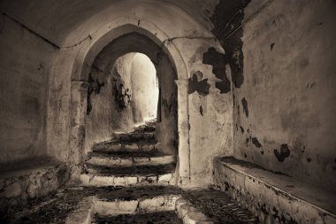 Santorini Adası eski geçit Yunanistan.