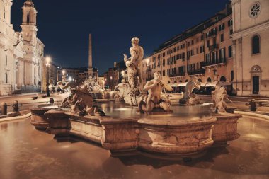 İtalya, Roma Piazza Navona 'da Fontana del Moro