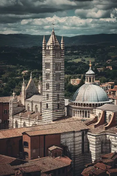 Città Medievale Con Duomo Siena Vista Sullo Skyline Italia — Foto Stock