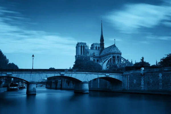 Sena Del Río París Con Catedral Puente Notre Dame Francia —  Fotos de Stock