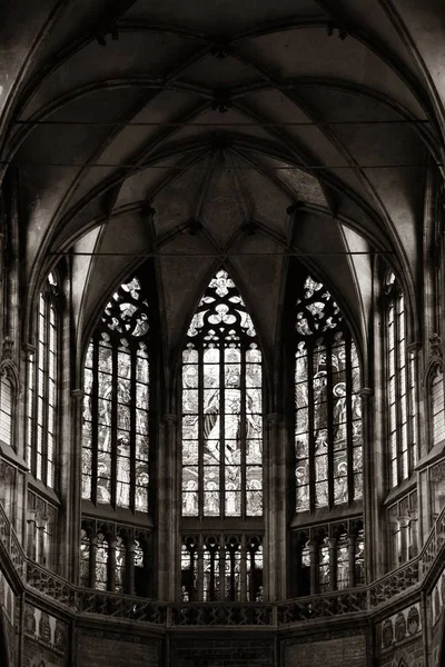 Vlek Glas Patronen Vitus Cathedral Prague Castle Tsjechië — Stockfoto