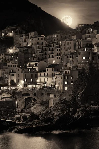 Riomaggiore Met Gebouwen Cinque Terre Nacht Italië — Stockfoto