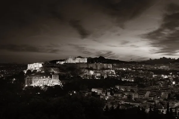 Skyline Athènes Vue Montagne Avec Acropole Avant Lever Soleil Grèce — Photo