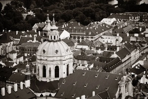 Praha Panorama Střechy Kostelem Kopulí České Republice — Stock fotografie