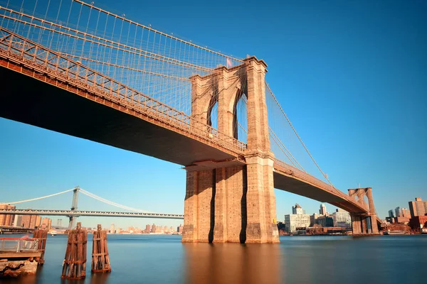 Brooklynský Most Nábřeží Centru Manhattanu New York City — Stock fotografie
