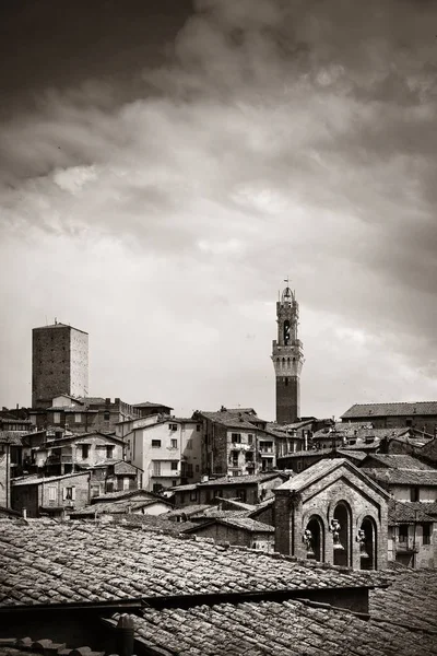 Cidade Medieval Vista Panorâmica Siena Com Edifícios Históricos Câmara Municipal — Fotografia de Stock