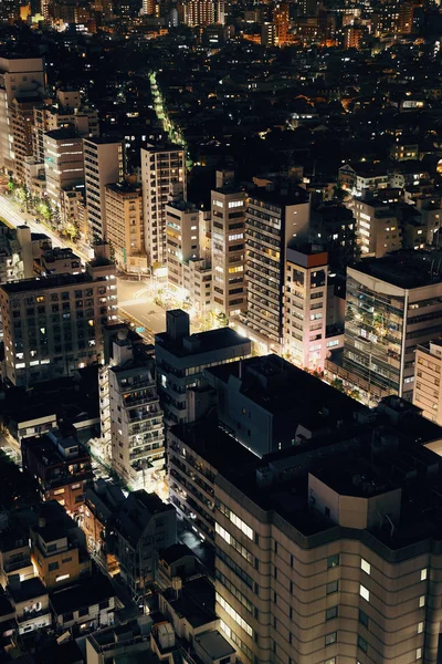 Tokyo Urban Skyskrapor Skyline Rooftop Natten Japan — Stockfoto