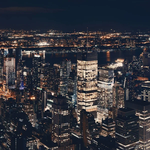 New York City Stadsgezicht Aan Westkant Nachts — Stockfoto