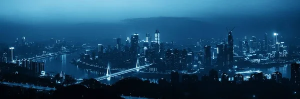 Городская Архитектура Чунцина Панорама Города Ночью Китае — стоковое фото
