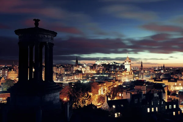 Edimburgo Vista Sulla Città Notte Nel Regno Unito — Foto Stock