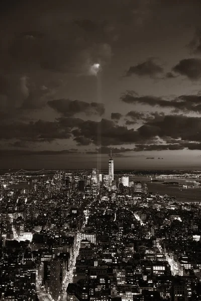 Vista Sullo Skyline Del Centro New York Notte Con Luce — Foto Stock