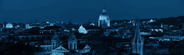 Rome Vue Sur Toit Avec Skyline Architecture Ancienne Nuit — Photo