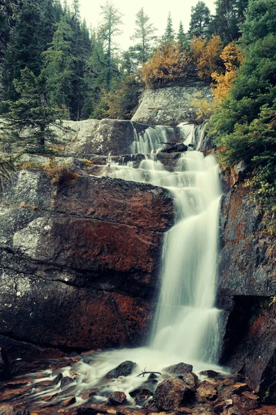 Cachoeira Banff Com Montanhas Floresta Canadá — Fotografia de Stock