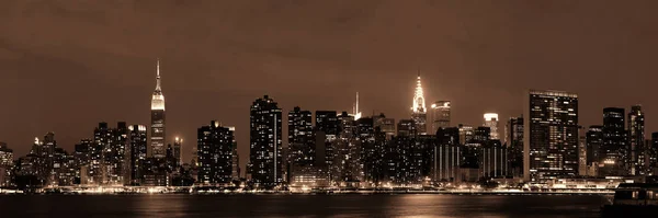 Midtown Manhattan Skyline Vid Skymningen Panorama Över East River — Stockfoto