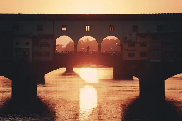Ponte Vecchio Über Den Arno Florenz Italien — Stockfoto