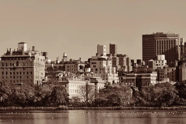 Central Park Manhattan East Side Luxusgebäude Über Dem See Herbst — Stockfoto