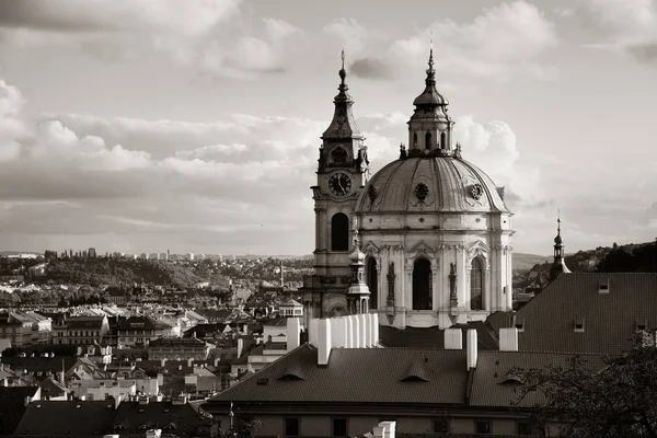Vista Azotea Del Horizonte Praga Con Iglesia Cúpula República Checa — Foto de Stock