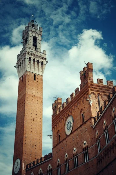 Vista Prefeitura Bell Tower Siena Itália — Fotografia de Stock