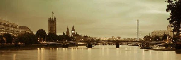 Panorama Rio Tamisa Com London Eye Westminster Palace Londres — Fotografia de Stock