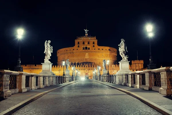 Castel Sant Angelo Itália Roma Noite Estátuas Anjos Ponte — Fotografia de Stock