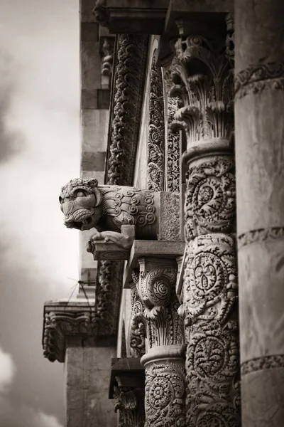 Stäng Vyn Detalj Mönster Skulptur Kyrkan Piazza Dei Miracoli Pisa — Stockfoto