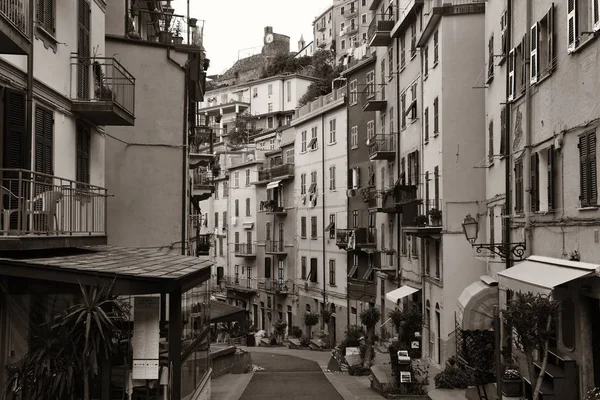 Rua Principal Com Restaurantes Lojas Riomaggiore Cinque Terre Itália — Fotografia de Stock