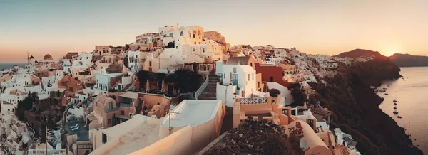 Santorin Skyline Lever Soleil Avec Des Bâtiments Grèce — Photo