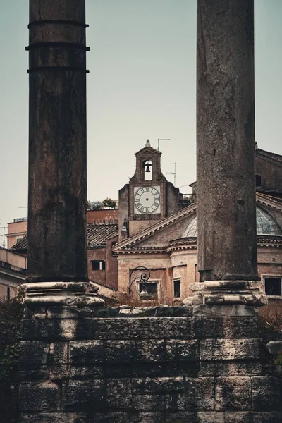 Colunas Fórum Roma Com Ruínas Templos Itália — Fotografia de Stock