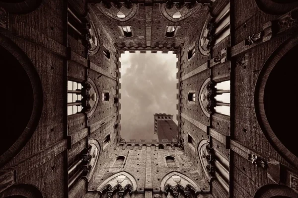 Vista Prefeitura Bell Tower Siena Itália — Fotografia de Stock