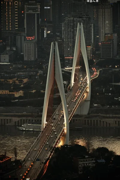 Bridge City Urban Architecture Night Chongqing China — Stock Photo, Image