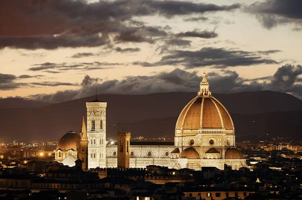 Cathédrale Florence Avec Horizon Ville Vue Piazzale Michelangelo Nuit — Photo