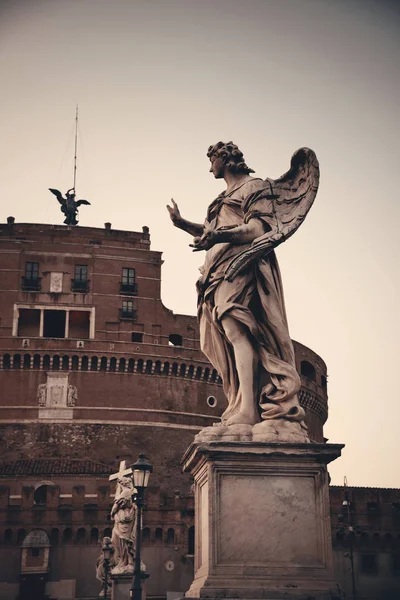 Castel Sant Angelo Ängel Staty Närbild Rom Italien — Stockfoto
