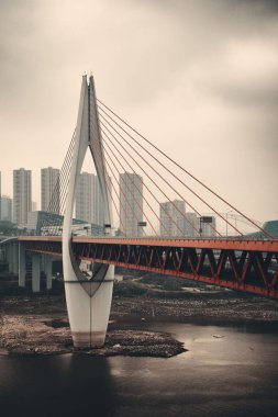 Bridge and city urban architecture in Chongqing, China. clipart